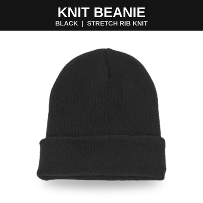 Ribbed Knit Beanie — Black