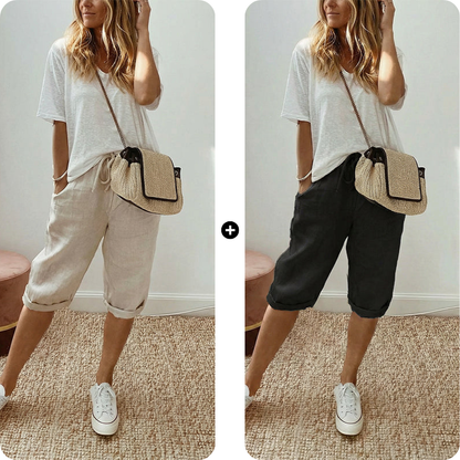 AUBREY COTTON LINEN CAPRI PANTS