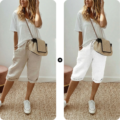 AUBREY COTTON LINEN CAPRI PANTS