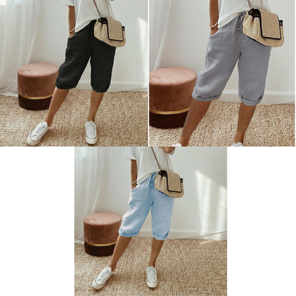 AUBREY COTTON LINEN CAPRI PANTS