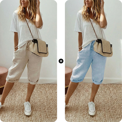 AUBREY COTTON LINEN CAPRI PANTS