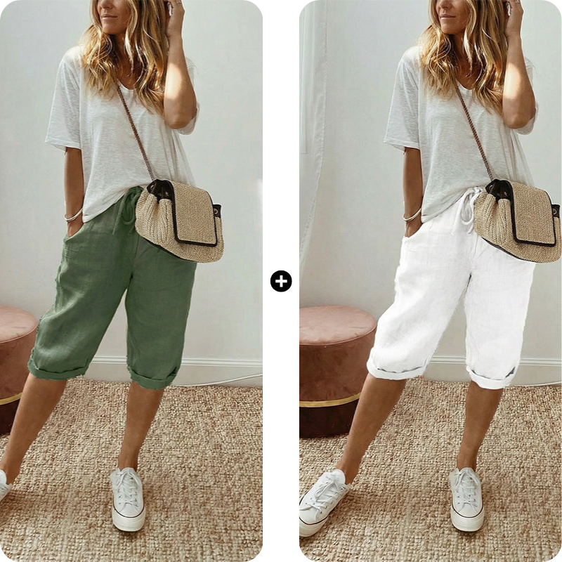 AUBREY COTTON LINEN CAPRI PANTS
