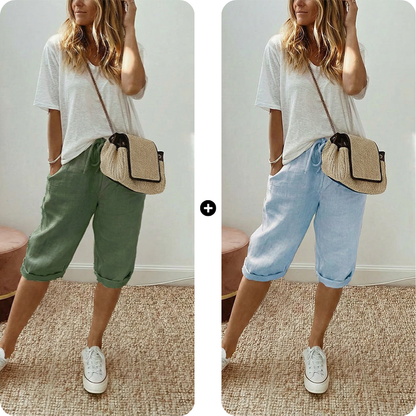 AUBREY COTTON LINEN CAPRI PANTS