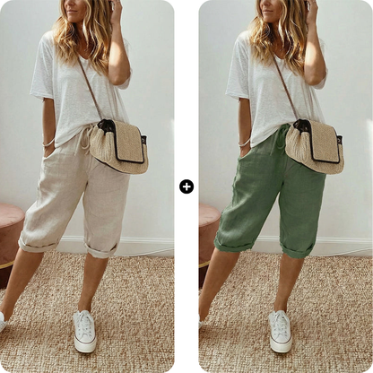 AUBREY COTTON LINEN CAPRI PANTS