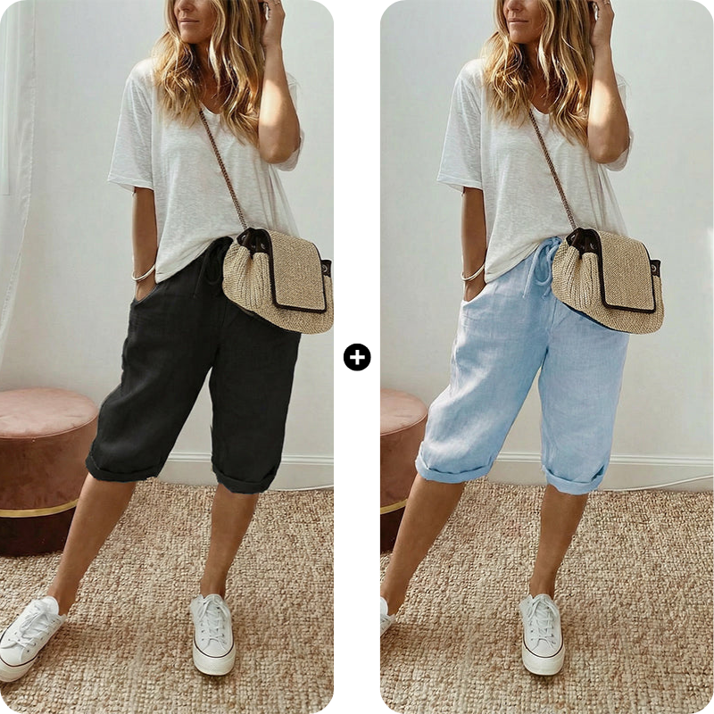 AUBREY COTTON LINEN CAPRI PANTS