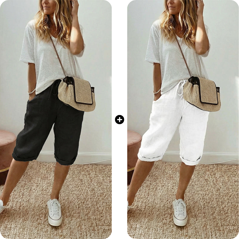 AUBREY COTTON LINEN CAPRI PANTS