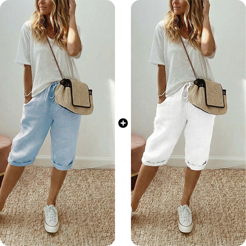 AUBREY COTTON LINEN CAPRI PANTS
