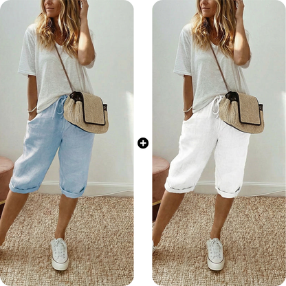 AUBREY COTTON LINEN CAPRI PANTS