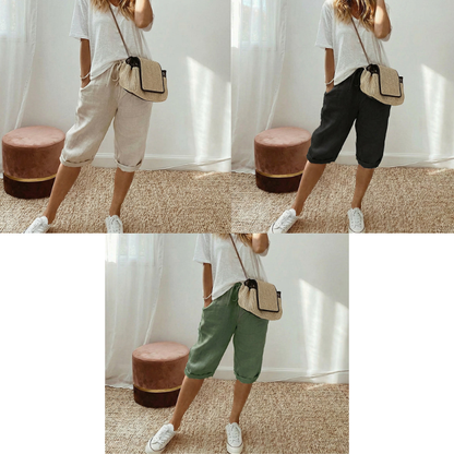 AUBREY COTTON LINEN CAPRI PANTS