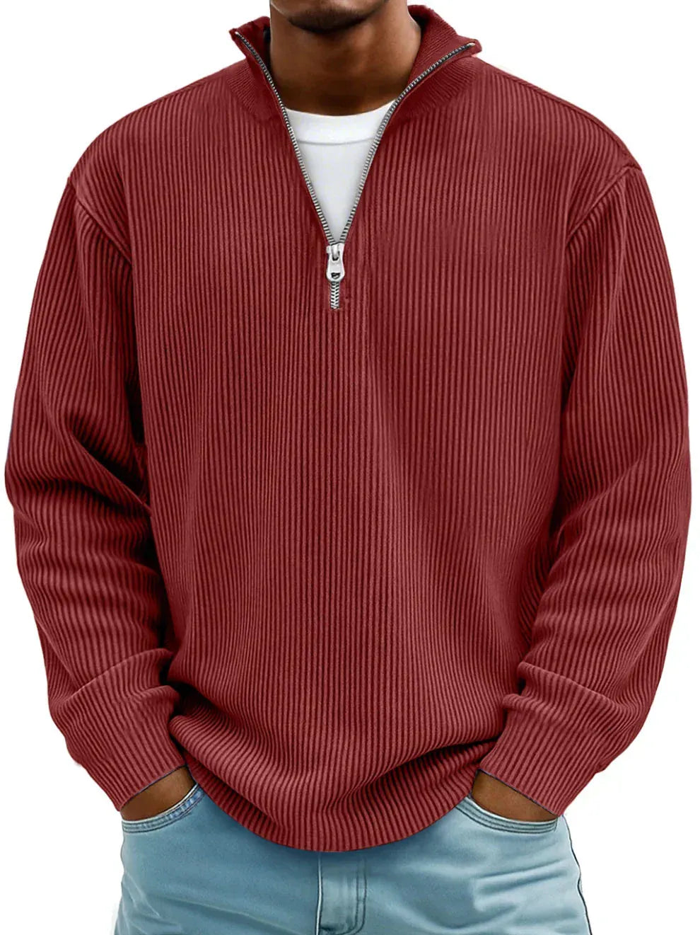 MONTIER Ribbed Quarter-Zip Sweater