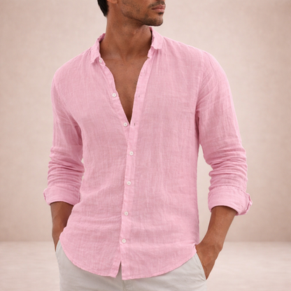 HUDSON LINEN OPEN-COLLAR SHIRT