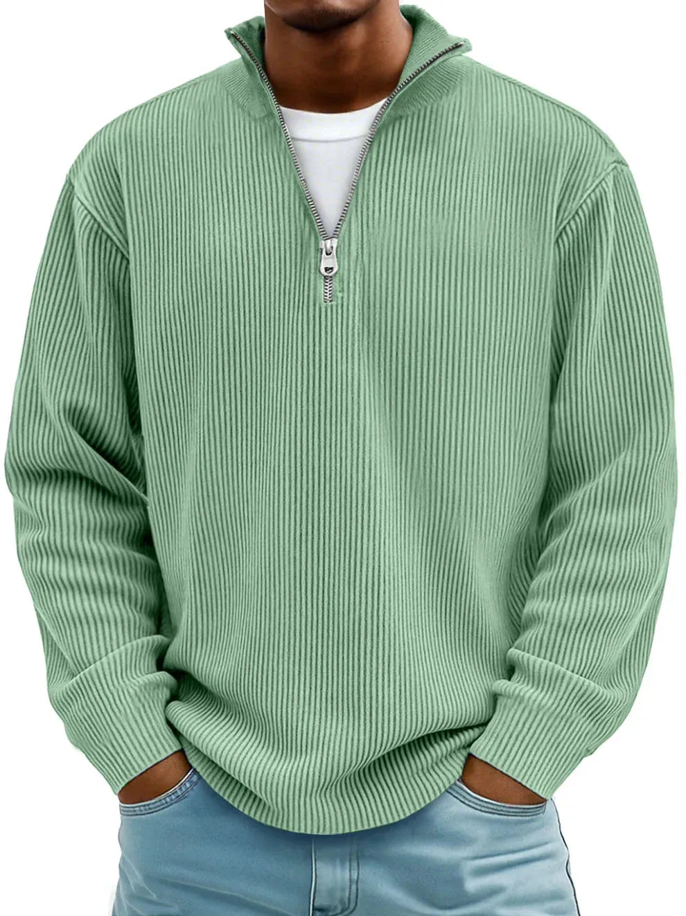 MONTIER Ribbed Quarter-Zip Sweater