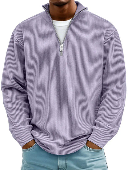 MONTIER Ribbed Quarter-Zip Sweater