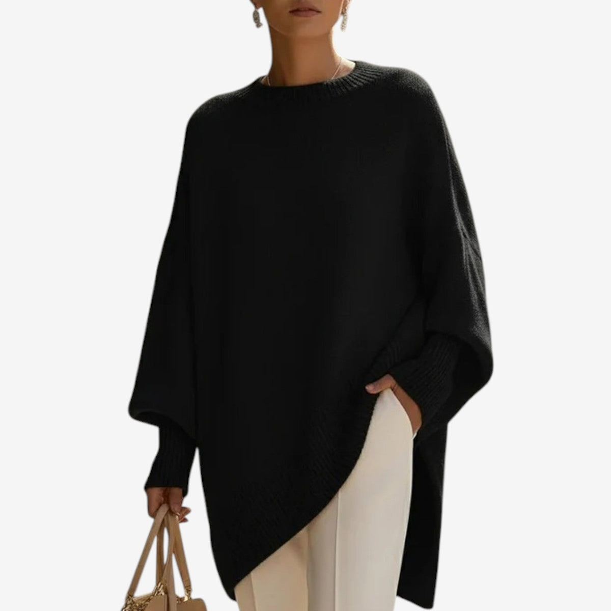 Helene Draped Asymmetric Poncho