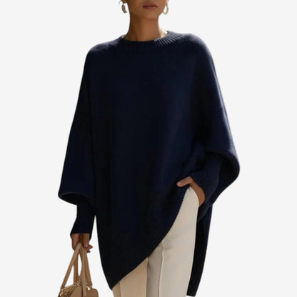Helene Draped Asymmetric Poncho