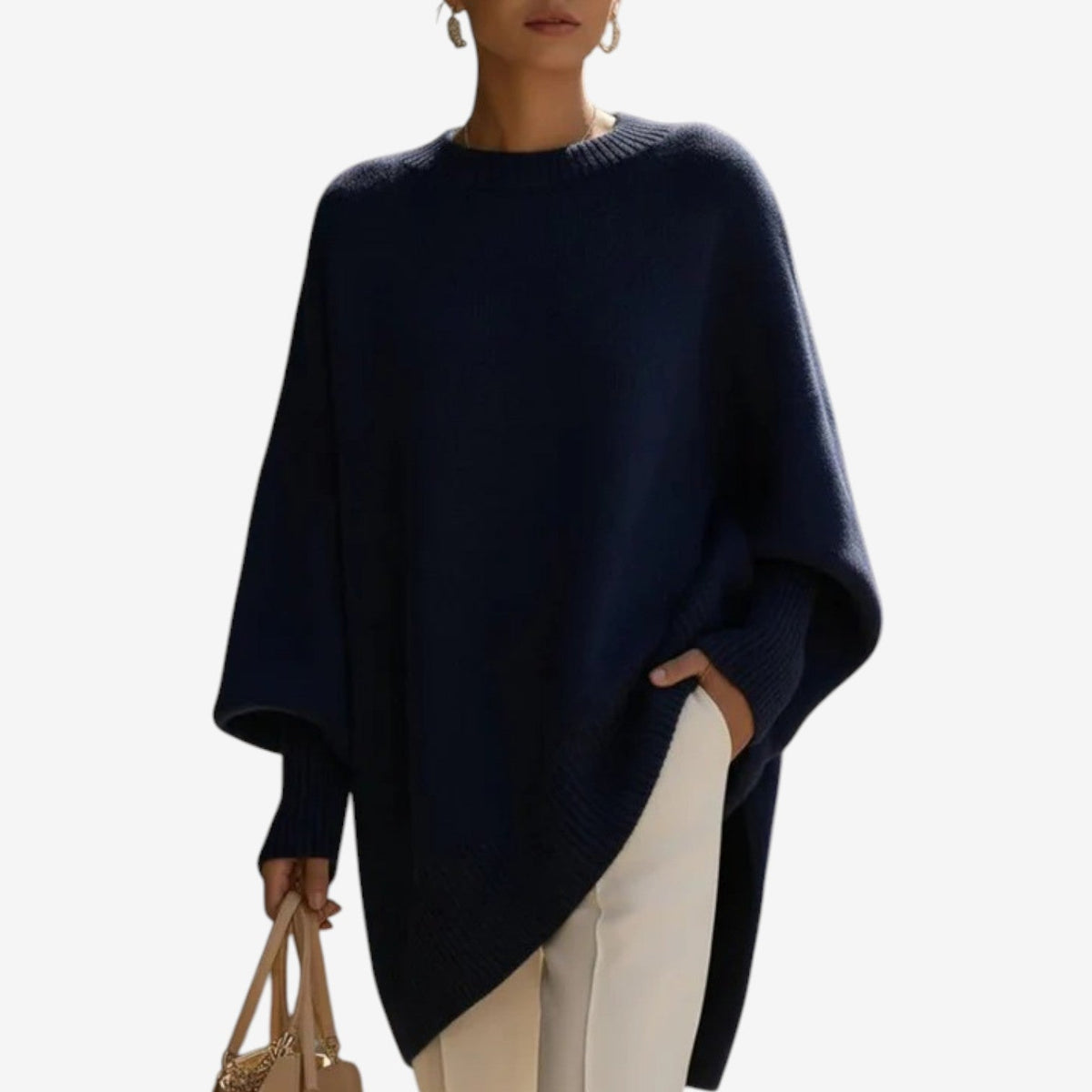 Helene Draped Asymmetric Poncho