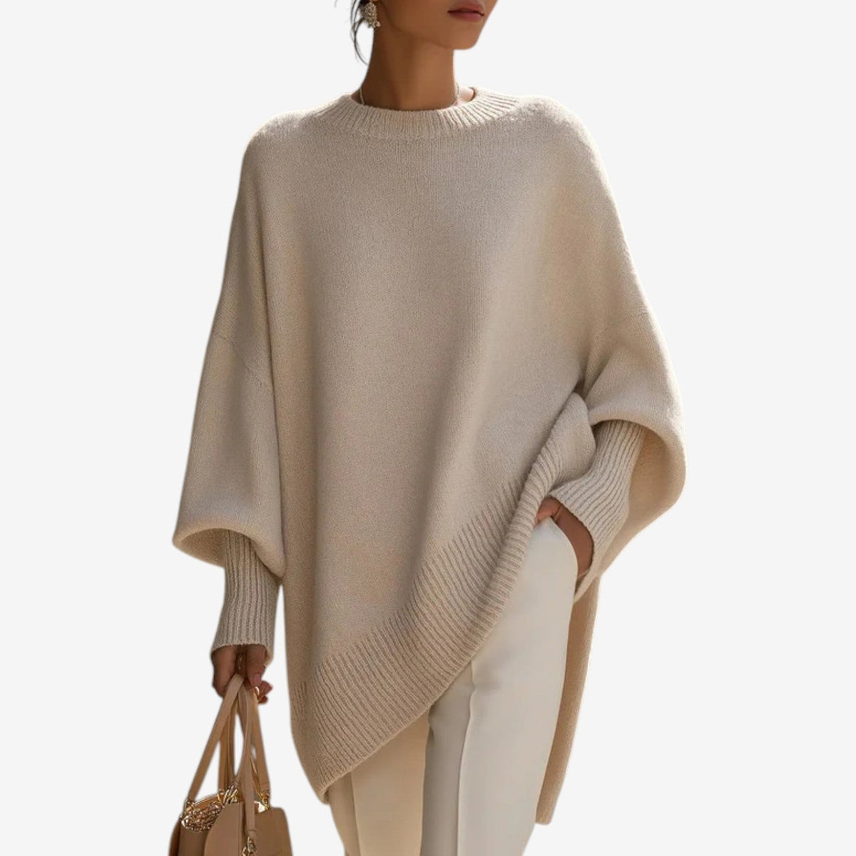 Helene Draped Asymmetric Poncho