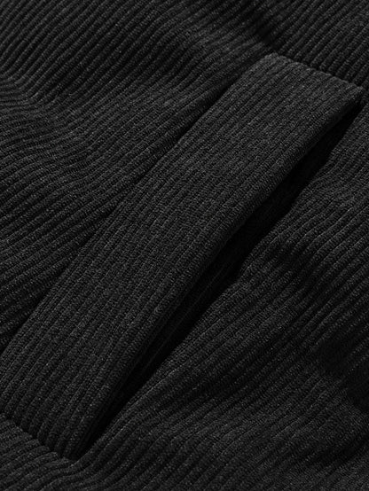 2 In 1 Corduroy Zip Up Hooded Puffer Coat