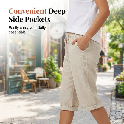 AUBREY COTTON LINEN CAPRI PANTS