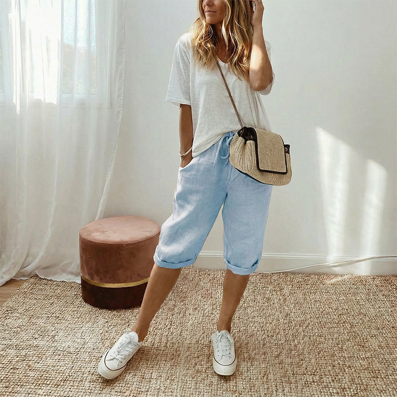 AUBREY COTTON LINEN CAPRI PANTS