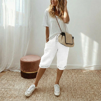AUBREY COTTON LINEN CAPRI PANTS