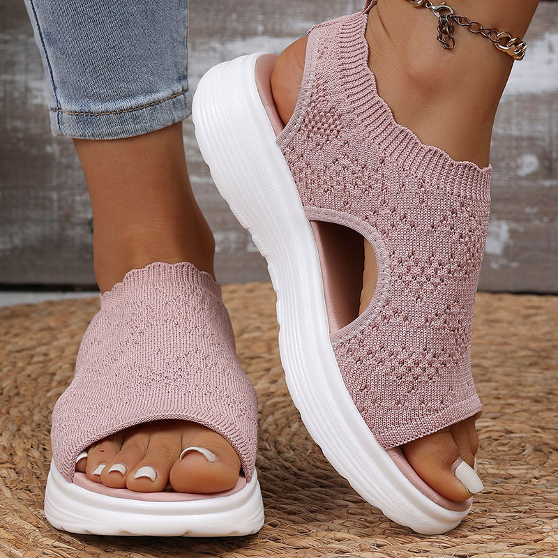 SKYLARA BREATHABLE KNIT PLATFORM SANDALS