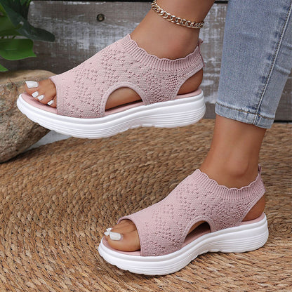 SKYLARA BREATHABLE KNIT PLATFORM SANDALS
