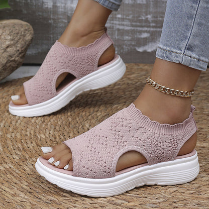 SKYLARA BREATHABLE KNIT PLATFORM SANDALS