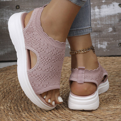 SKYLARA BREATHABLE KNIT PLATFORM SANDALS