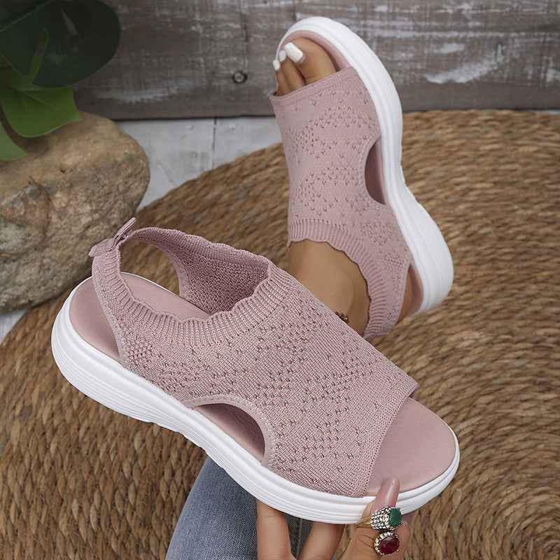 SKYLARA BREATHABLE KNIT PLATFORM SANDALS