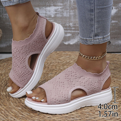 SKYLARA BREATHABLE KNIT PLATFORM SANDALS