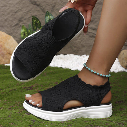 SKYLARA BREATHABLE KNIT PLATFORM SANDALS