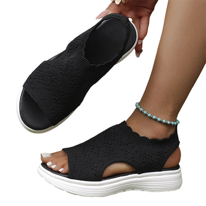SKYLARA BREATHABLE KNIT PLATFORM SANDALS