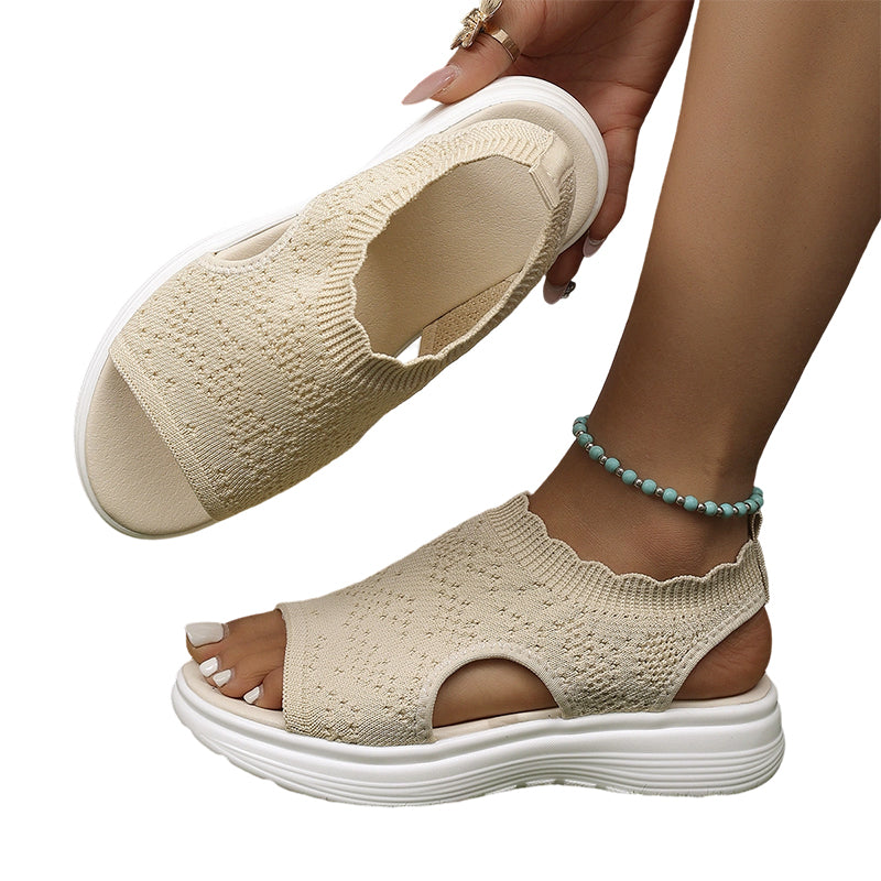 SKYLARA BREATHABLE KNIT PLATFORM SANDALS
