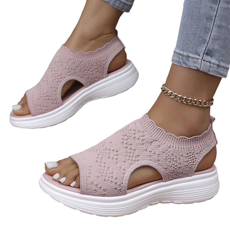 SKYLARA BREATHABLE KNIT PLATFORM SANDALS