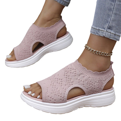 SKYLARA BREATHABLE KNIT PLATFORM SANDALS