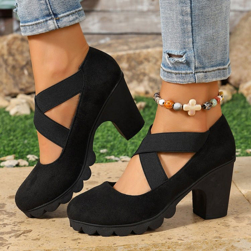 Charlotte Cross-Strap Mary Jane Platform Heels