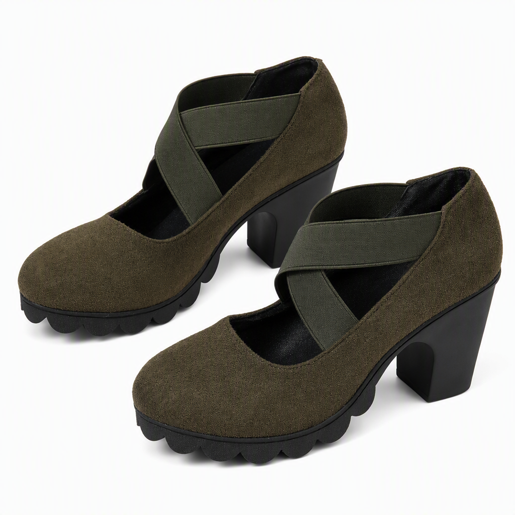 Charlotte Cross-Strap Mary Jane Platform Heels