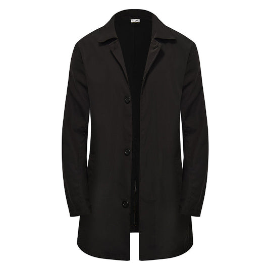 Men's Minimalist Single-Breasted Mid-Length Coat